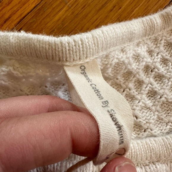 Organic cotton white sweater with zipper feature on the arms - Large - Picture 2 of 6